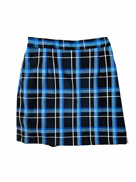 Navy/powder blue/white wrap around plaid skort