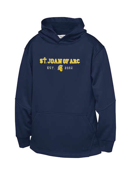 Kids Performance Embroidered Kangaroo Hoodie - Unisex
