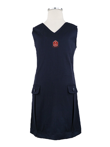V-Neck Flap Embroidered Tunic Front Pleats & Back Zipper