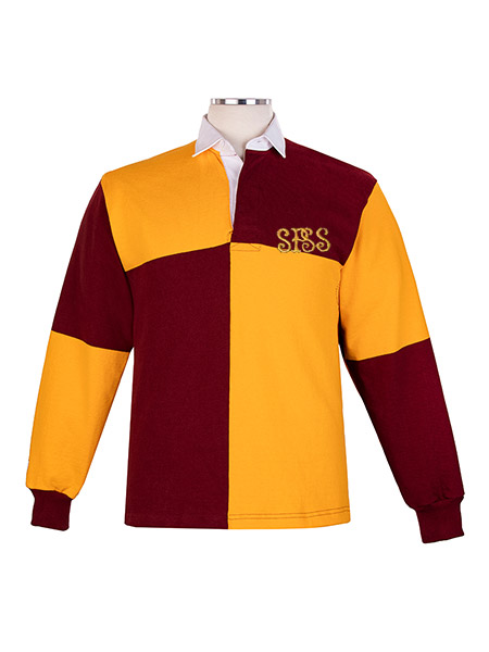 Long Sleeve Maroon/Gold Embroidered Rugby - Unisex