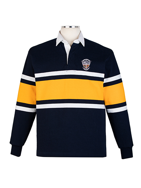 Long Sleeve Navy/White/Gold Embroidered Rugby - Unisex