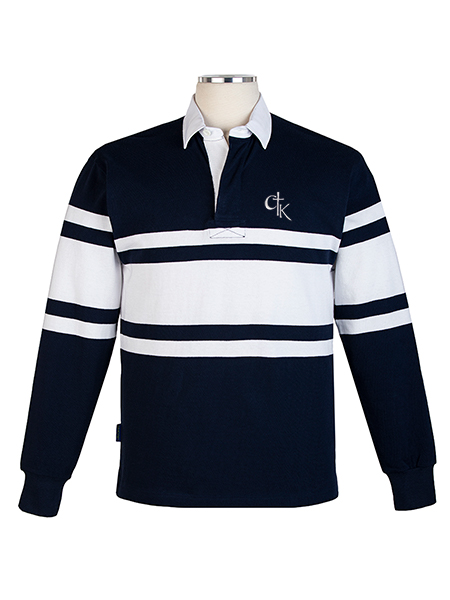 Long Sleeve Navy/White Embroidered Rugby - Unisex