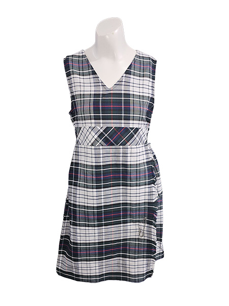 White/navy/green/red plaid tunic
