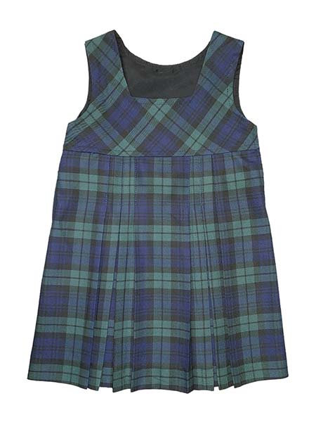 Navy Black Watch Plaid Tunic OLP, Scoopneck, Bib top