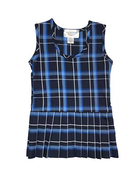 Navy/powder blue/white plaid tunic