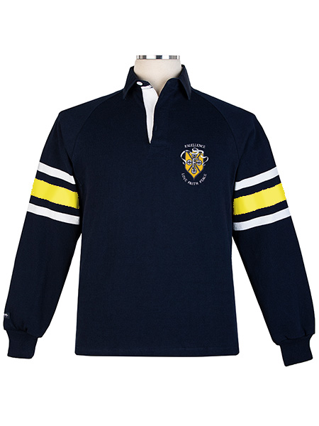 Long Sleeve Navy/Yellow/White Embroidered Rugby -Unisex