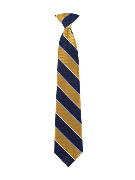 Navy/Gold/White/Powder Striped, Clip-On Tie