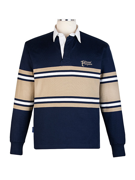 Long Sleeve Navy/Taupe/White Embroidered Rugby - Unisex