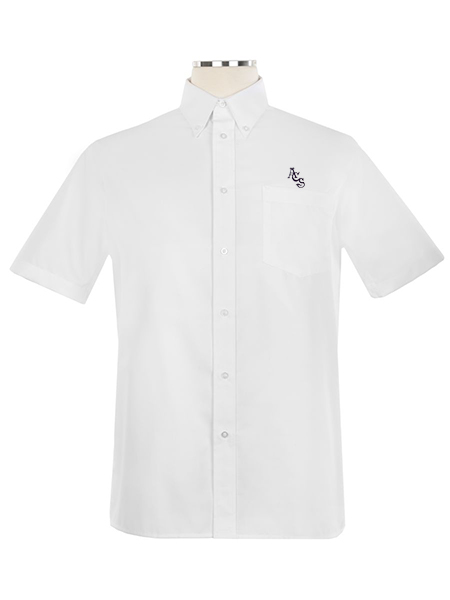 Short Sleeve Embroidered Oxford Shirt with Button Down Collar - Unisex