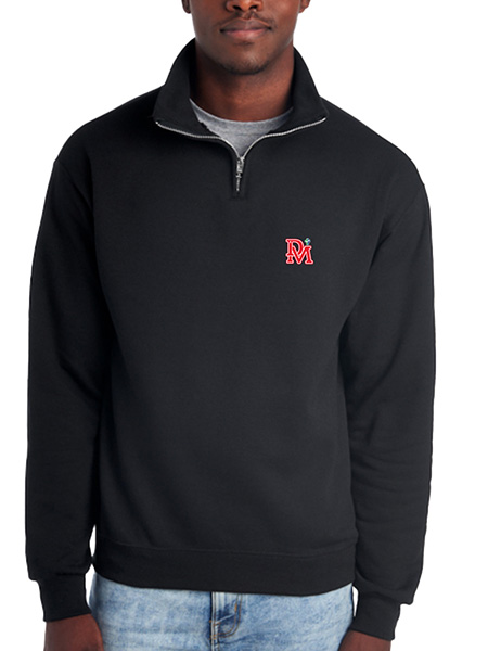 Quarter-Zip Cadet Collar Embroidered Sweat Top