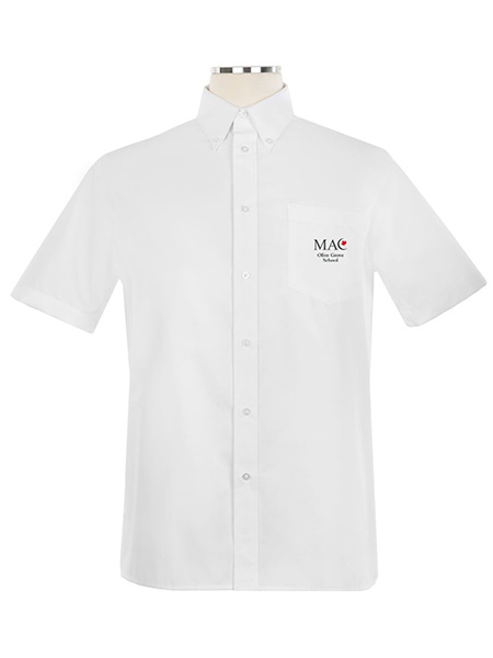 Short Sleeve Printed Oxford Shirt with Button Down Collar - Unisex