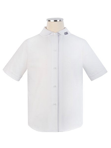 Short Sleeve Peter Pan Embroidered Blouse - Female