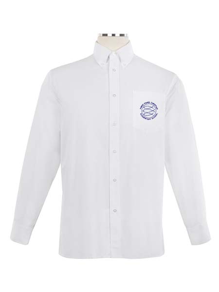 Long Sleeve Embroidered Oxford Shirt with Button Down Collar - Unisex