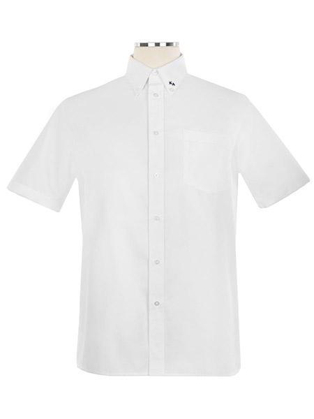 Short Sleeve Embroidered Oxford Shirt with Button Down Collar - Unisex