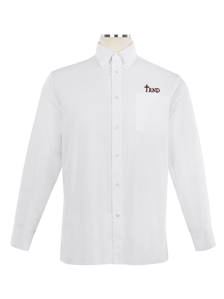 Long Sleeve Embroidered Oxford Shirt with Button Down Collar - Unisex