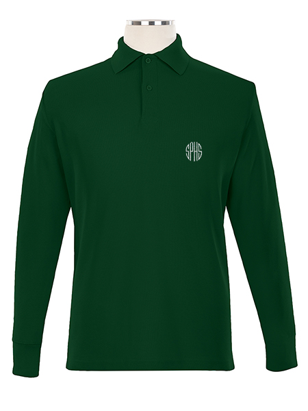 Long Sleeve Pique Embroidered Golf Shirt - Unisex