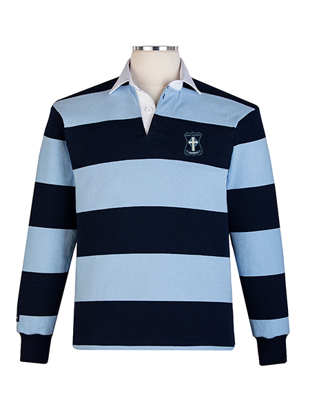 Long Sleeve Navy/Powder Blue Embroidered Rugby - Unisex