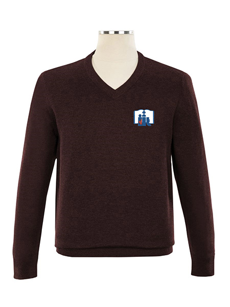 V Neck Embroidered Pullover Sweater - Unisex
