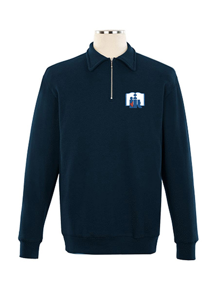 1/4 Zip Polo Embroidered Sweat Top - Unisex