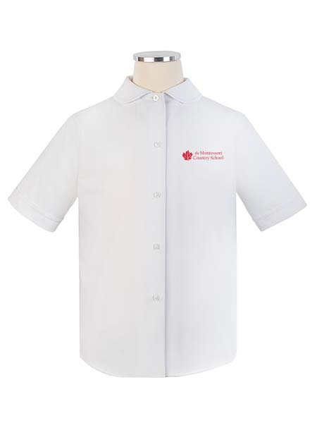Short Sleeve Peter Pan Embroidered Blouse - Female