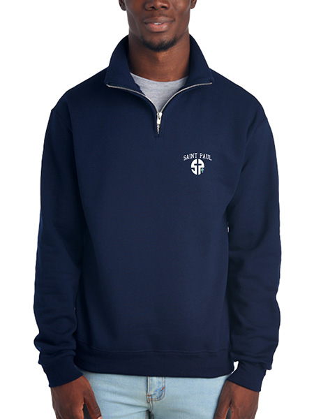 Quarter-Zip Cadet Collar Embroidered Sweat Top