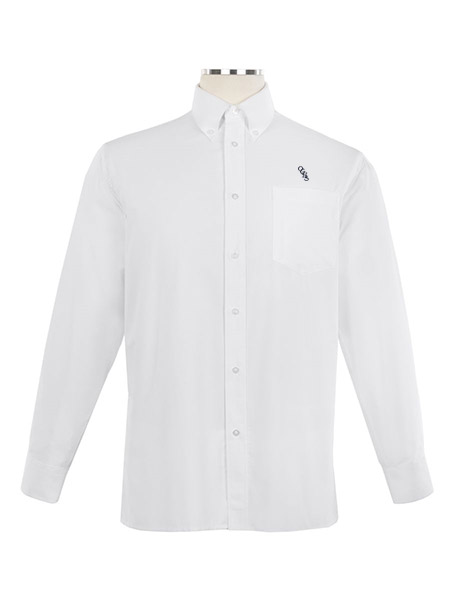 Long Sleeve Embroidered Oxford Shirt with Button Down Collar - Unisex