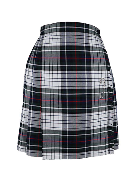 White/Navy/Green/Red Plaid Kilt with Black Tabs - Youth