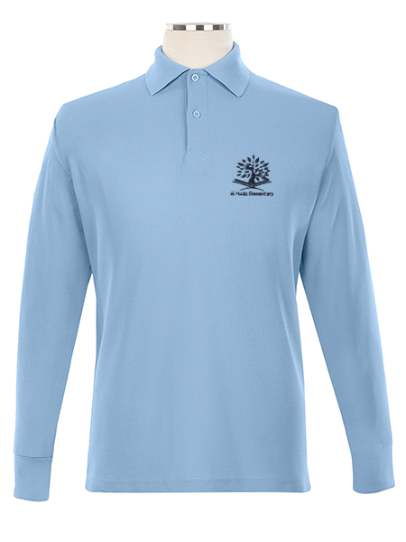 Long Sleeve Pique Embroidered Golf Shirt - Unisex