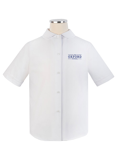 Short Sleeve Embroidered Peter Pan Blouse - Female