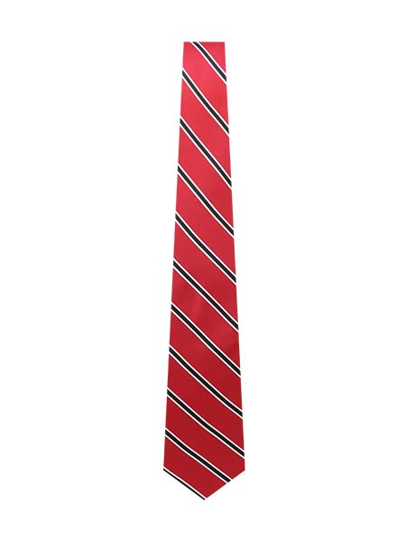 Red with Silver/Black Stripes Tie