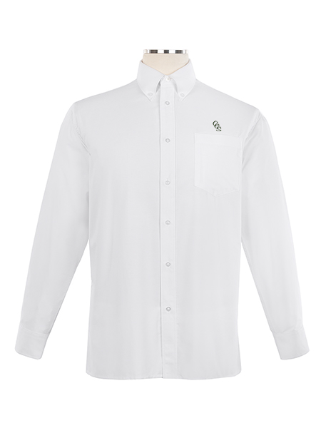 Long Sleeve Embroidered Oxford Shirt with Button Down Collar - Unisex