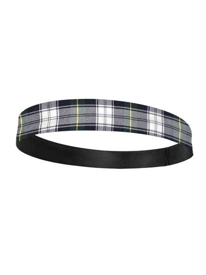 Green/white/navy/yellow plaid headband