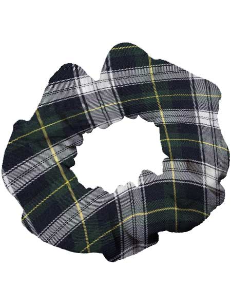 Green/white/navy/yellow plaid scrunchie