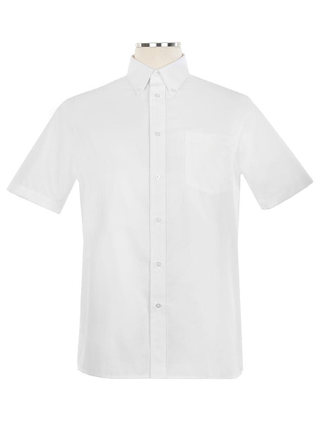 Short sleeve Classic Oxford dress shirt,  plain; 60% cotton/40% polyester