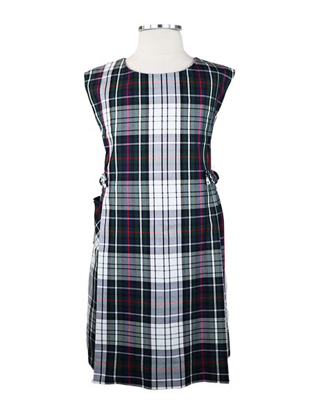 White/Navy/Green Round Neck Plaid Tunic