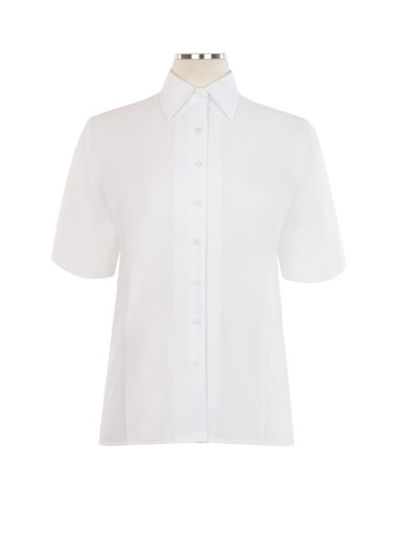 Short Sleeve Oxford Shirt with Button Down Collar - Ladies