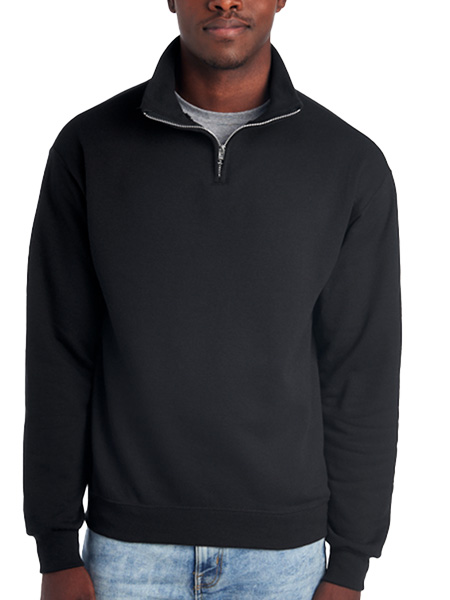 Quarter-Zip Cadet Collar Embroidered Sweat Top